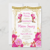 Fuchsia Bloemen Quinceañera 15 Anos Verjaardag Kaart (Voorkant)