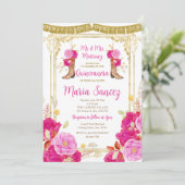 Fuchsia Bloemen Quinceañera 15 Anos Verjaardag Kaart (Staand voorkant)