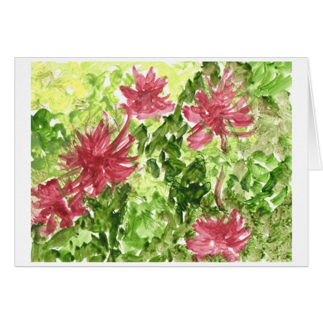 Fuchsia bloemen tegen groene graskaart (Voorkant Horizontaal)