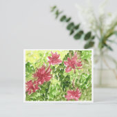 Fuchsia bloemen tegen groene graskaart briefkaart (Staand voorkant)