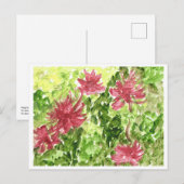 Fuchsia bloemen tegen groene graskaart briefkaart (Voorkant / Achterkant)