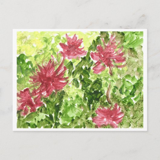 Fuchsia bloemen tegen groene graskaart briefkaart (Voorkant)