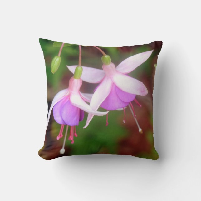 Fuchsia Bloemen Worp Kussen (Voorkant)