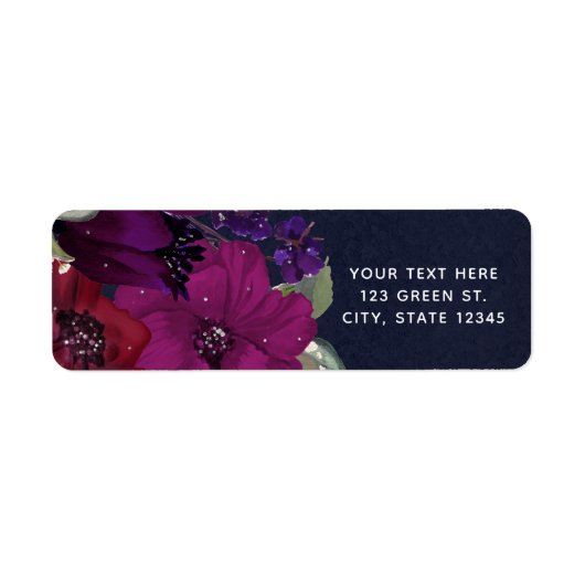 Fuchsia bloemenboeket chic bruiloft met vette bes etiket (Voorkant)