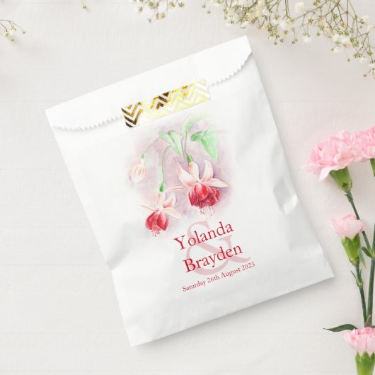 Fuchsia bloemenrode waterverf bruiloft gunsttas bedankzakje (Gezegeld)
