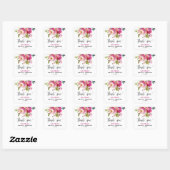 Fuchsia Bloemige Bruidsdouche Vierkante Sticker (Vel)