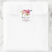 Fuchsia Bloemige Bruidsdouche Vierkante Sticker (Tas)