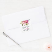 Fuchsia Bloemige Bruidsdouche Vierkante Sticker (Envelop)