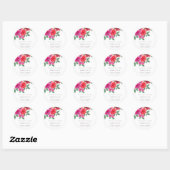Fuchsia Bloemige Bruidsjurk Shower Ronde Sticker (Vel)