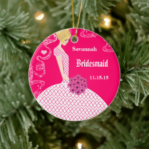 Fuchsia Blonde Trouwjurk Bruidsmeisje Ornament