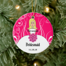 Fuchsia Blonde Trouwjurk Bruidsmeisje Ornament