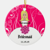 Fuchsia Blonde Wedding Gown Bridesmaid Ornament (Voorkant)