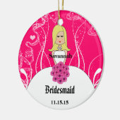 Fuchsia Blonde Wedding Gown Bridesmaid Ornament (Links)
