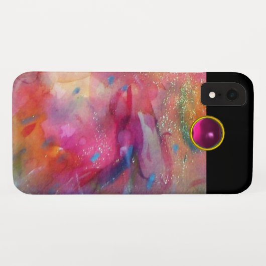 FUCHSIA BLUE ABSTRACT roze Amethyst Gemstone Case-Mate iPhone Case (Achterkant (horizontaal))