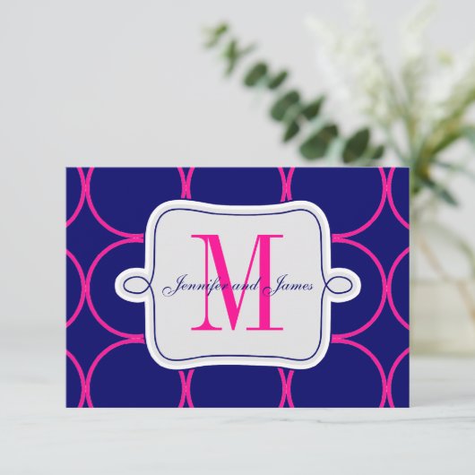 Fuchsia Blue Modern Wedding Reception #2 Informatiekaartje (Staand voorkant)