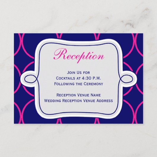 Fuchsia Blue Modern Wedding Reception #2 Informatiekaartje (Achterkant)