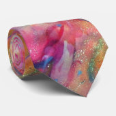 FUCHSIA BLUE PINK ABSTRACT STROPDAS (Opgerold)