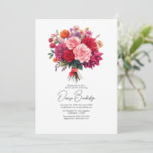 Fuchsia, Blush & Coral Bright Floral Bridal Shower Kaart (Staand voorkant)