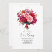 Fuchsia, Blush & Coral Bright Floral Bridal Shower Kaart (Voorkant / Achterkant)