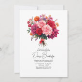 Fuchsia, Blush & Koraal Helder Bloem Bruidsfeest Kaart (Voorkant)