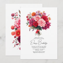 Fuchsia, Blush & Koraal Helder Bloem Bruidsfeest