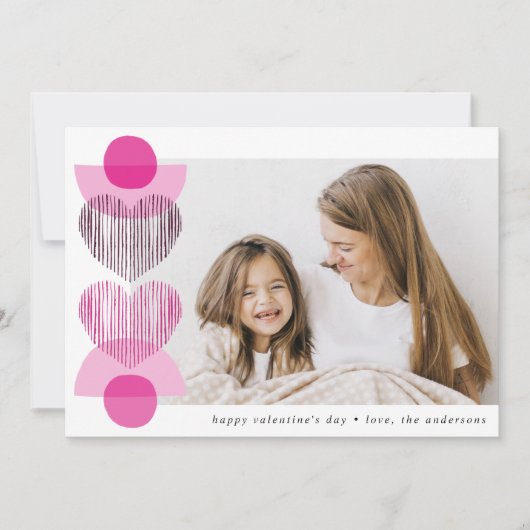 Fuchsia Boho Hearts Photo Valentijnsdag Feestdagenkaart (Voorkant)