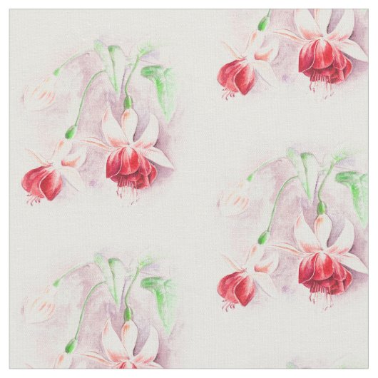 Fuchsia botanische kunst waterverf stof (Close Up)