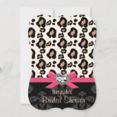 Fuchsia Bow Leopard Print Faux Bling Vrijgezellenf Kaart (Achterkant)