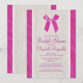 Fuchsia  Bow Linen Bridal Shower Kaart (Voorkant / Achterkant)
