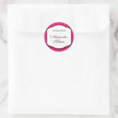 Fuchsia Brown and White Wedding Envelope Seals Ronde Sticker (Tas)