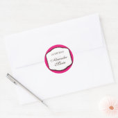 Fuchsia Brown and White Wedding Envelope Seals Ronde Sticker (Envelop)