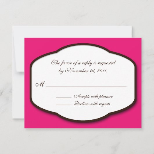 Fuchsia Brown & White Reply / RSVP-kaarten RSVP Kaartje (Voorkant)