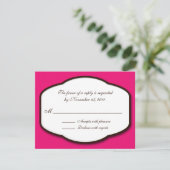 Fuchsia Brown & White Reply / RSVP-kaarten RSVP Kaartje (Staand voorkant)