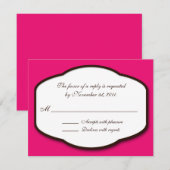 Fuchsia Brown & White Reply / RSVP-kaarten RSVP Kaartje (Voorkant / Achterkant)