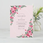 Fuchsia Bruiloft Kaart (Staand voorkant)