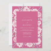 Fuchsia Bruiloft Kaart (Voorkant)