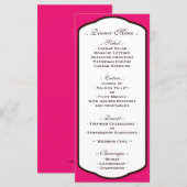 Fuchsia Bruin & Wit Huwelijk Receptie Menu's (Voorkant / Achterkant)