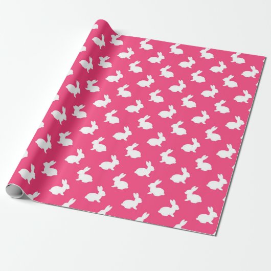 Fuchsia Bunny Rabbit Gift Wrap Cadeaupapier (Uitgerold)
