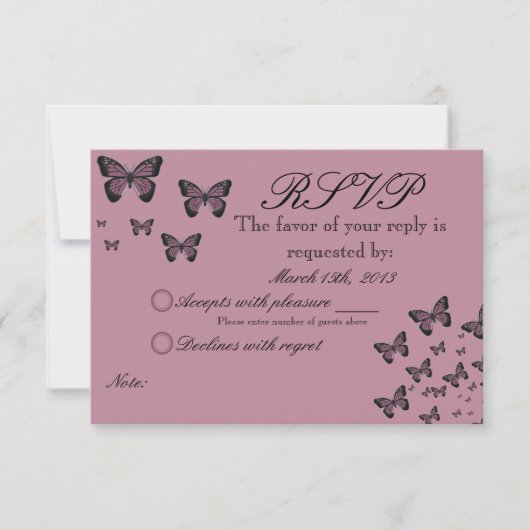 Fuchsia Butterflies RSVP (Voorkant)