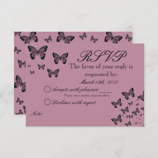 Fuchsia Butterflies RSVP (Voorkant / Achterkant)