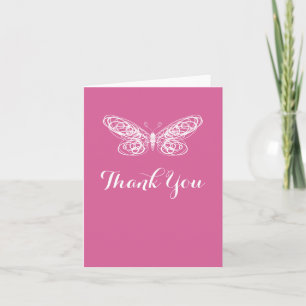 Fuchsia Butterfly bat Mitzvah - Hartelijk dank Bedankkaart