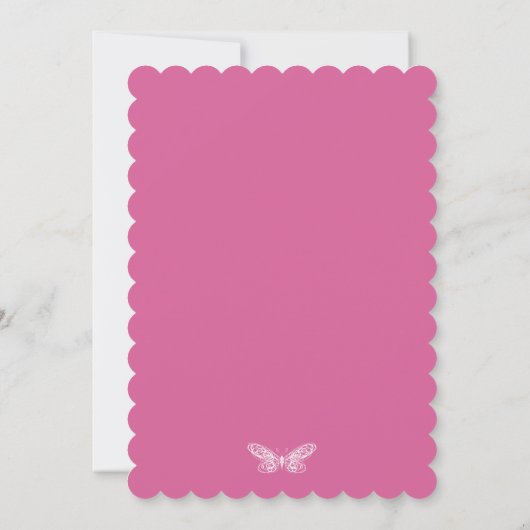 Fuchsia Butterfly bat Mitzvah Invitation Kaart (Achterkant)