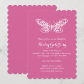 Fuchsia Butterfly bat Mitzvah Invitation Kaart (Voorkant / Achterkant)
