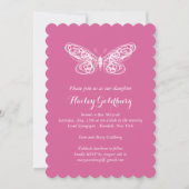 Fuchsia Butterfly bat Mitzvah Invitation Kaart (Voorkant)