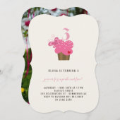 Fuchsia Butterfly Cupcake Birthday Party Invite Kaart (Voorkant / Achterkant)