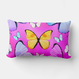 Fuchsia Butterfly Print Lumbar Sierkussen Kussen