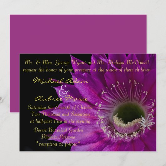 Fuchsia Cactus flower nodig Kaart (Voorkant / Achterkant)