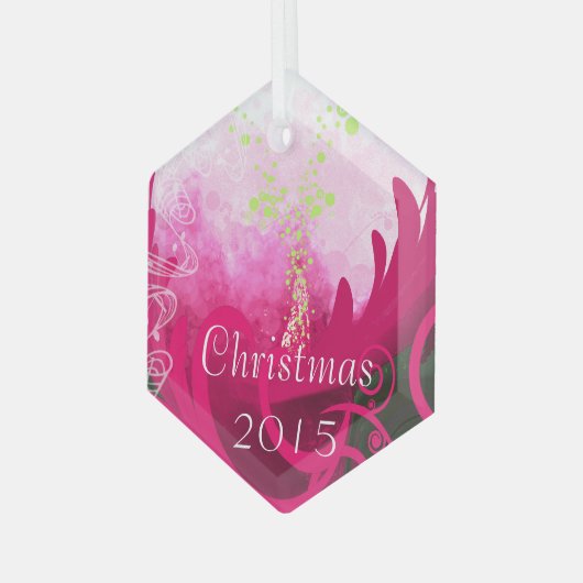 Fuchsia Calla Lily met kerst Glas Ornament (Voorkant links)