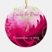 Fuchsia Calla Lily met kerst Keramisch Ornament (Voorkant)