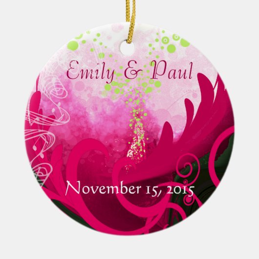 Fuchsia Calla Lily met kerst Keramisch Ornament (Voorkant)